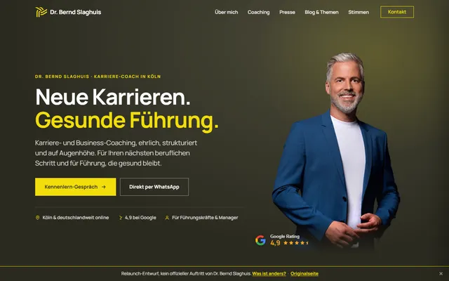 Startseite des Dr.-Bernd-Slaghuis-Entwurfs