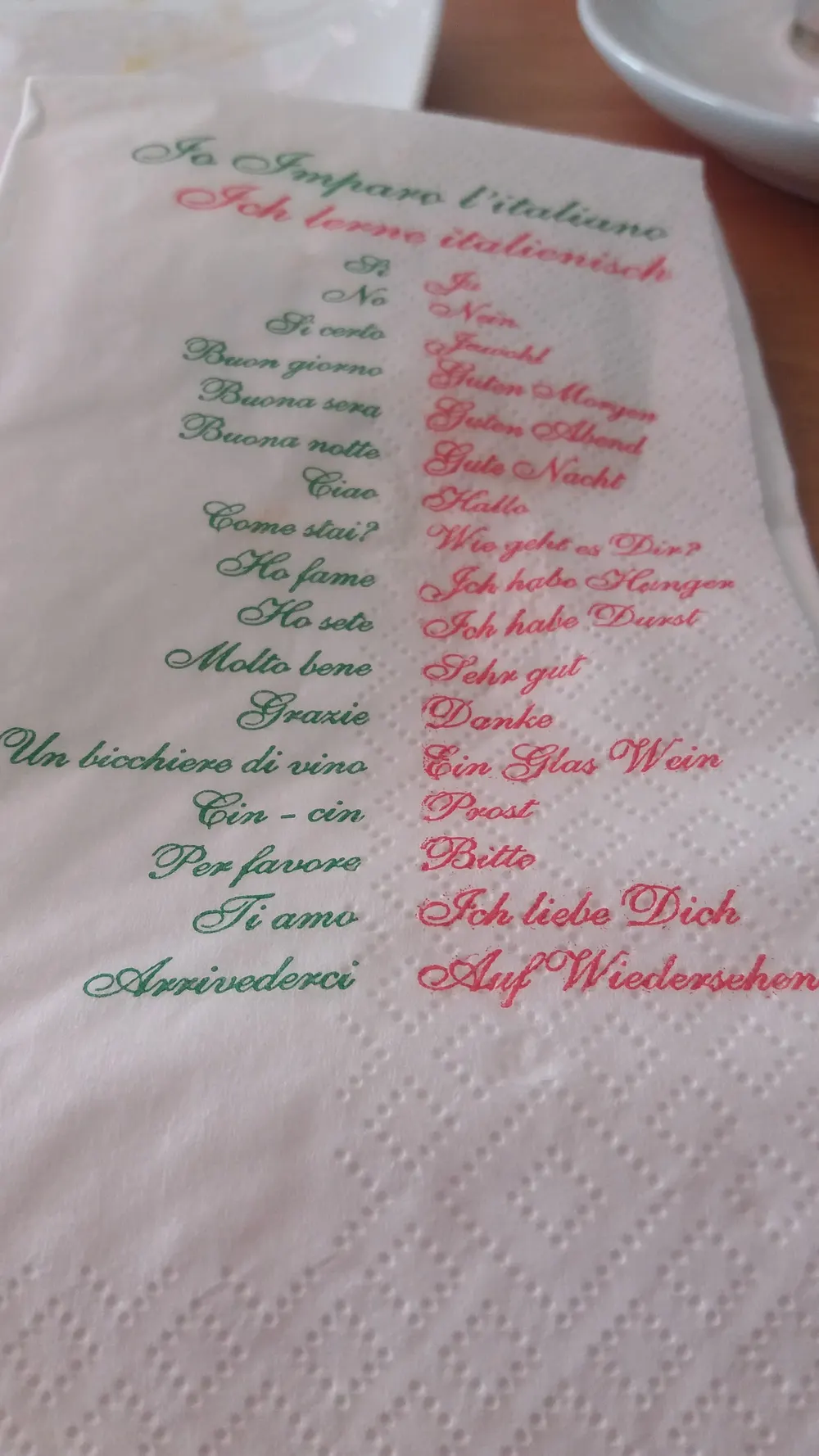 Die Serviette: Ich lerne Italienisch