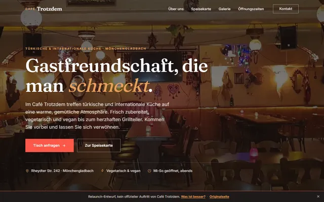Startseite des Café-Trotzdem-Entwurfs