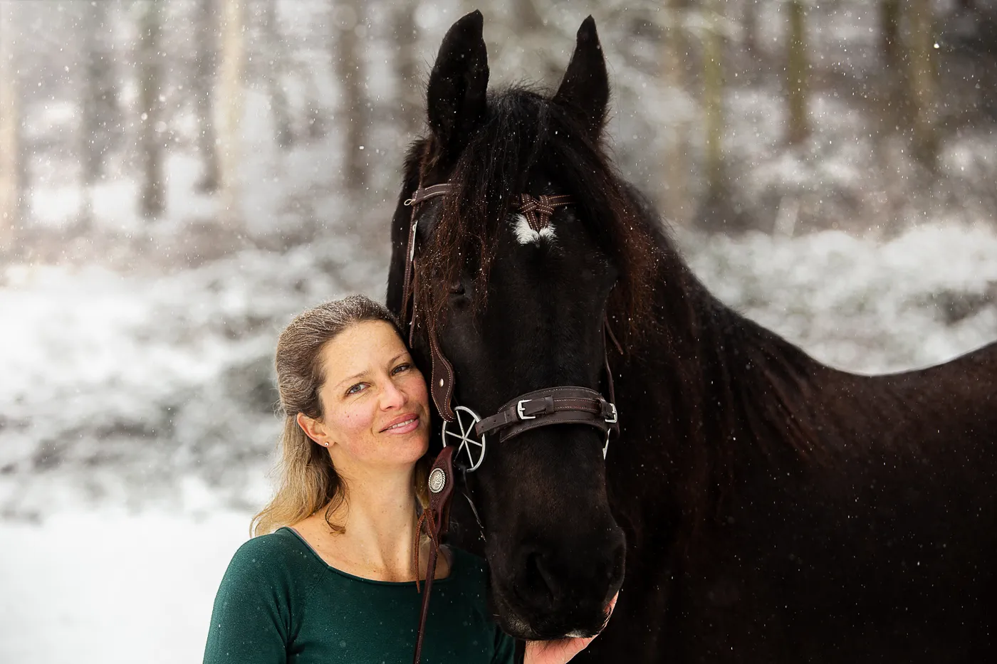 Petra mit Carvello im Winter
